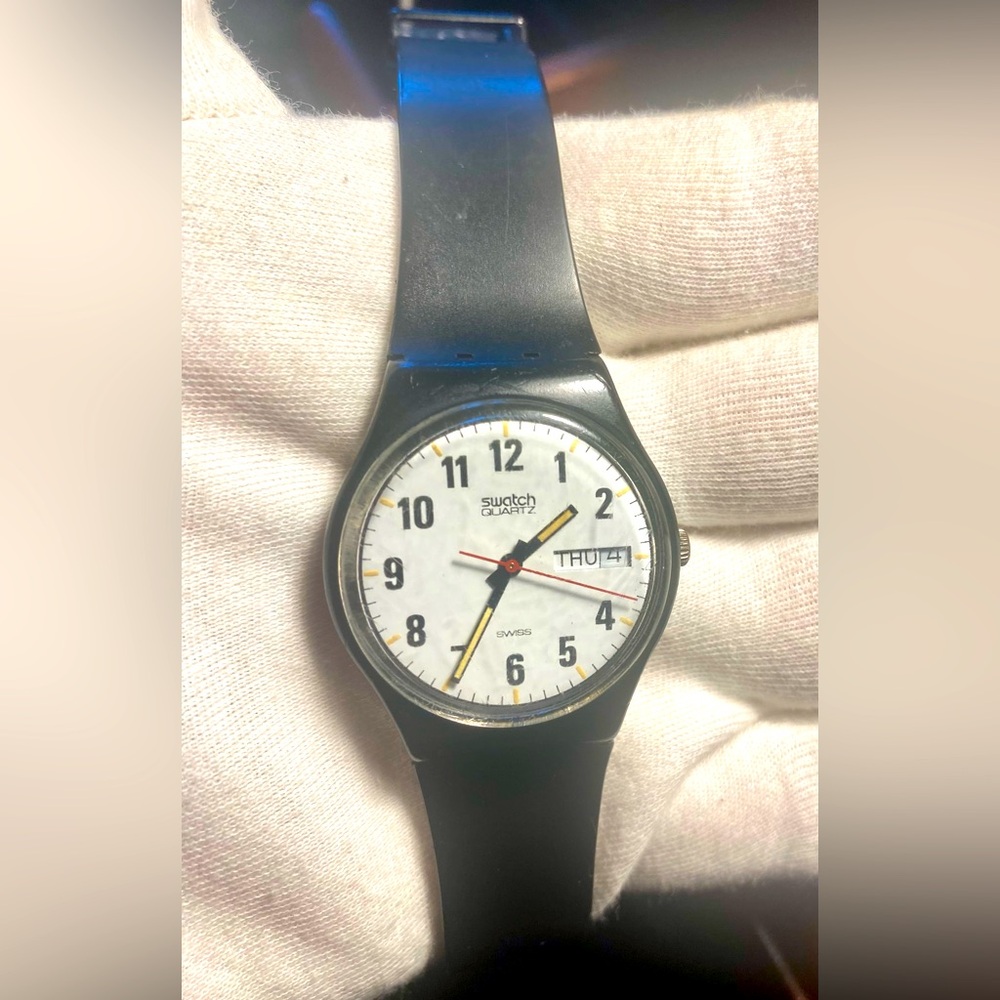 Swatch Watch Swiss Made Day Date 1990’s Good Condition Works WaterResistant Used